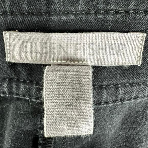 Eileen Fisher Cotton/Spandex Blend Black Chino Tapered Leg Pant Size Medium - Picture 6 of 11